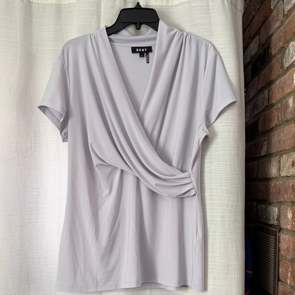 DKNY Women's Light Gray Wrap Top